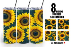 Sunflower Watercolor Tumbler Sublimation Wrap Product Image 1