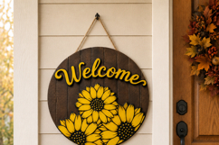 Sunflower Welcome Sign SVG | Door Hanger Glowforge Product Image 4