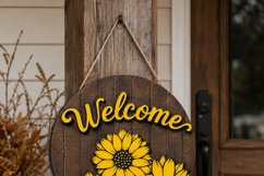 Sunflower Welcome Sign SVG | Door Hanger Glowforge Product Image 5