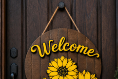 Sunflower Welcome Sign SVG | Door Hanger Glowforge Product Image 6