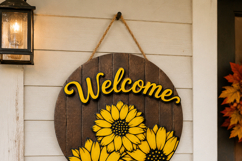 Sunflower Welcome Sign SVG | Door Hanger Glowforge Product Image 8
