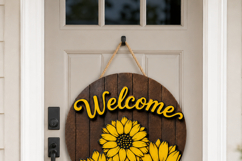 Sunflower Welcome Sign SVG | Door Hanger Glowforge Product Image 10