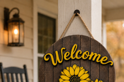 Sunflower Welcome Sign SVG | Door Hanger Glowforge Product Image 11