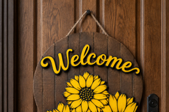 Sunflower Welcome Sign SVG | Door Hanger Glowforge Product Image 2