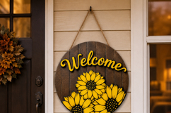 Sunflower Welcome Sign SVG | Door Hanger Glowforge Product Image 3
