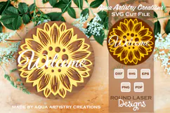 Welcome Summer Sunflower Round Sign Laser Cut SVG Product Image 1