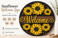 Welcome Sunflower Sign laser cut file SVG | Door Hanger Product Image 1