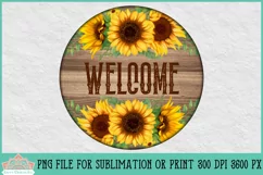 Sunflower Welcome Sign Round Farmhouse Sublimation