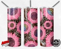 Pink Sunflower leopard cowhide 20oz skinny tumbler png Product Image 2