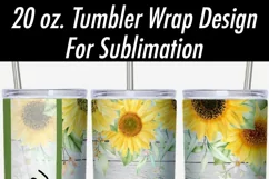 Sunflowers Barn Wood Seamless 20 oz Tumbler Sublimation Product Image 2