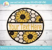 Sunflower Porch sign svg Honeycomb Laser cut Glowforge file Product Image 3