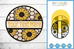 Sunflower Porch sign svg Honeycomb Laser cut Glowforge file Product Image 2