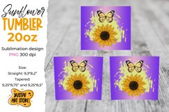 Sunflower with Butterfly tumbler sublimation wrap design Product Image 2