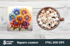 Sunflower square coaster sublimation | Sunflower coaster PNG Product Image 1