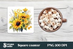 Sunflower square coaster bundle | Sunflower coaster PNG Product Image 2