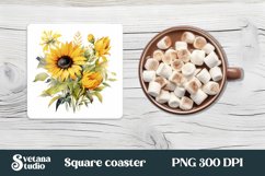Sunflower square coaster bundle | Sunflower coaster PNG Product Image 3