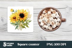 Sunflower square coaster sublimation | Sunflower coaster PNG Product Image 1