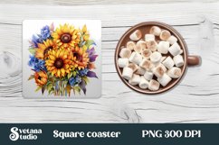 Sunflower square coaster sublimation | Sunflower coaster PNG Product Image 1