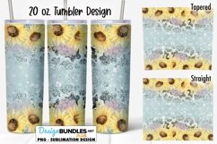 Sunflower Floral Cow Hide 20 oz Tumbler Sublimation Wrap Product Image 1