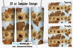 Sunflowers and Cowhide 20 oz Tumbler Sublimation Wrap Product Image 1