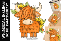Sunflower Cow-Highland Sublimation Clipart| DTF Clipart Product Image 1
