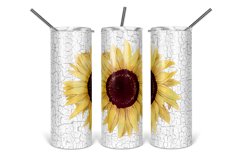 Sunflower with White Crackle Tumbler Design Product Image 1
