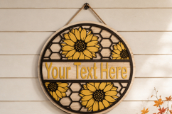 Sunflower Door Hanger SVG | Laser Cut Round Porch Sign Bundl Product Image 2