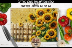 Sunflower Fence Rectangle Cutting Board Design Sublimation Product Image 1