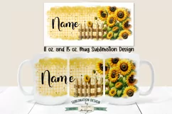 Sunflower Fence Add Name | 11 & 15 oz Sublimation Mug Design Product Image 1