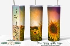 20 oz Skinny Tumbler Sublimation | Sunflower Field Sunset Product Image 2