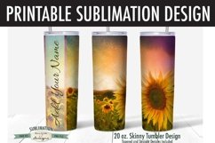 20 oz Skinny Tumbler Sublimation | Sunflower Field Sunset Product Image 3