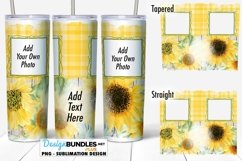 Sunflower Photo Frame 20 oz Tumbler Sublimation Design Product Image 1
