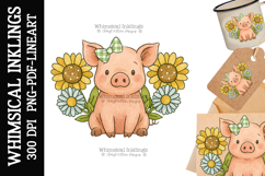 Sunflower Pig Sublimation Clipart| DTF Clipart Product Image 1