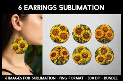 6 Sunflowers Stained Glass Earrings I l Round Earrings Product Image 1