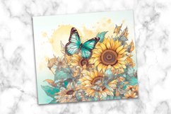 Sunflowers And Butterflies 20 oz Skinny Tumbler Wrap Product Image 3