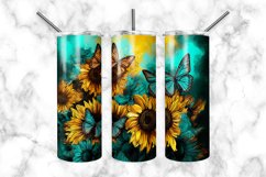 Sunflowers And Butterflies 20 oz Skinny Tumbler Wrap Product Image 2