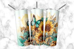 Sunflowers And Butterflies 20 oz Skinny Tumbler Wrap Product Image 1