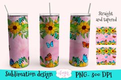 Flowers and butterflies tumbler wrap PNG for sublimation Product Image 2