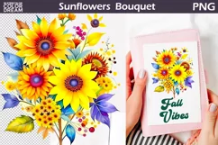 Sunflowers Bouquet Clipart | Fall Flowers Clipart Product Image 2