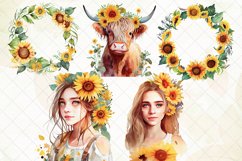 Sunflowers Watercolor Sublimation Clipart Product Image 2