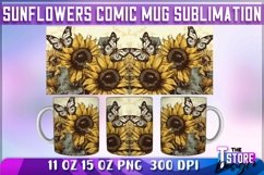 Sunflowers Comic Mug Sublimation|Coffee 11 Oz|Summer Mug v.2 Product Image 4
