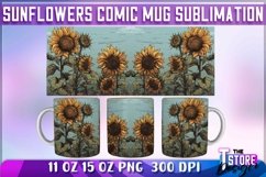 Sunflowers Comic Mug Sublimation|Coffee 11 Oz|Summer Mug v.2 Product Image 6