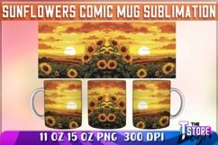 Sunflowers Comic Mug Sublimation|Coffee 11 Oz|Summer Mug v.1 Product Image 7