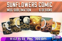 Sunflowers Comic Mug Sublimation|Coffee 11 Oz|Summer Mug v.1 Product Image 1