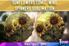 Sunflowers Comic Wind Spinners Sublimation | PNG Design Product Image 1
