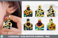 Bundle of six Sunflowers cow tag earrings sublimation designs.