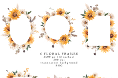 golden sunflowers daisies fall floral frames bouquets clipart