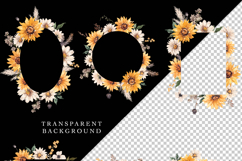 golden sunflowers daisies fall floral frames bouquets clipart