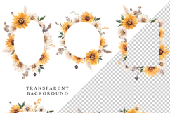 golden sunflowers daisies fall floral frames bouquets clipart