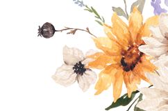golden sunflowers daisies fall floral frames bouquets clipart